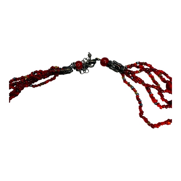 English Fine Bone China Holly Tree Handcrafted Pendant W VNTG Multi Strand Beads - Picture 6 of 10